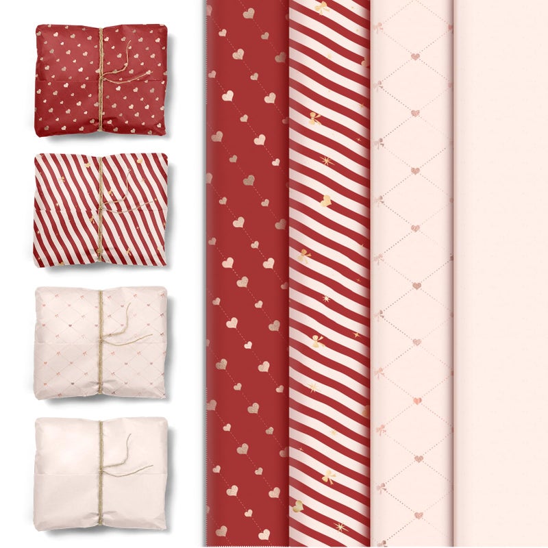 Nicrolandee 24 Sheets Valentine's Day Wrapping Tissue Paper, Pink Red Gift Wrap Paper with Foil Gold Heart Dots for Birthday, Mother's Day, Father's Day, Wedding Gift Packing, 15 x 20 Inch - Image 1