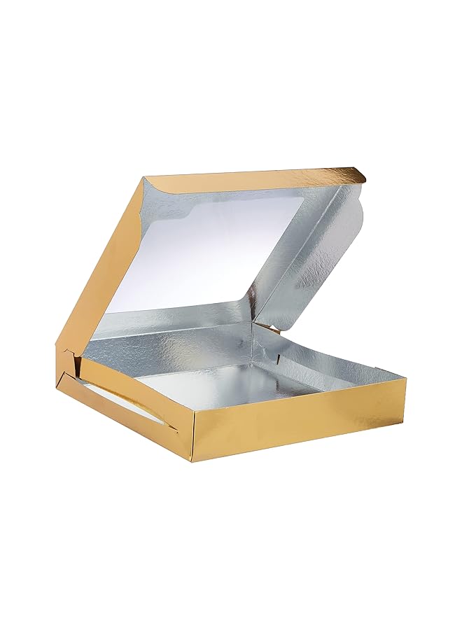 Hotpack Sweet Box Aluminum Gold With Window 20X20Cm 5 Pieces - Image 3