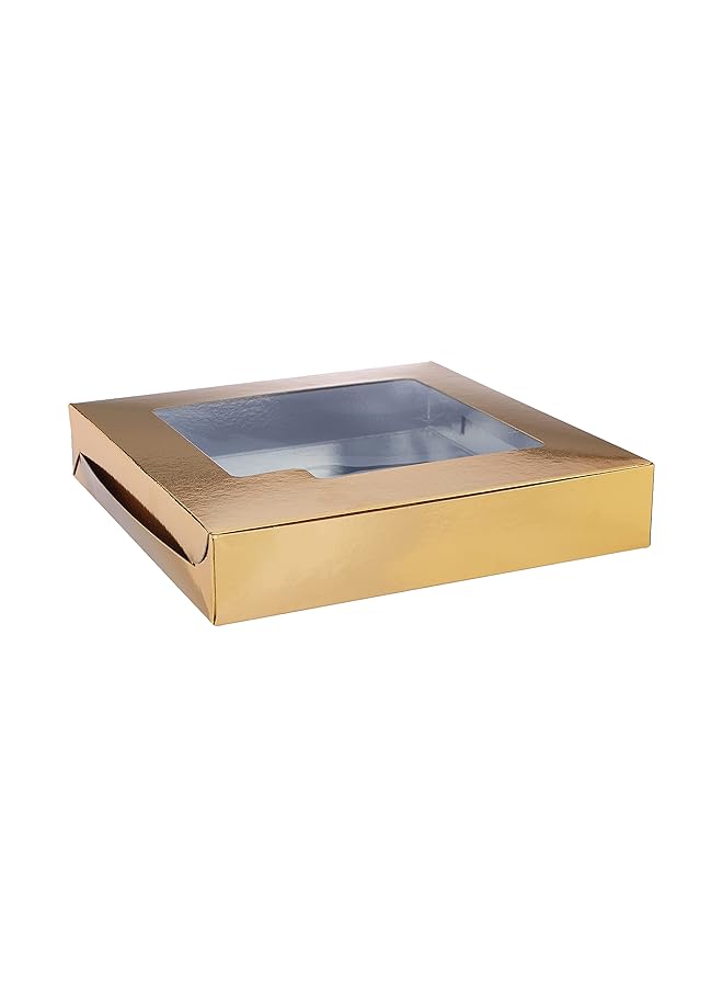 Hotpack Sweet Box Aluminum Gold With Window 20X20Cm 5 Pieces - Image 2