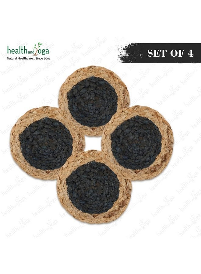 HealthAndYoga Handmade Aesthetic Jute Coaster Set for Cups - 4 pcs Set - 100% Eco Friendly Ethnic Craft Table Decor - Image 2