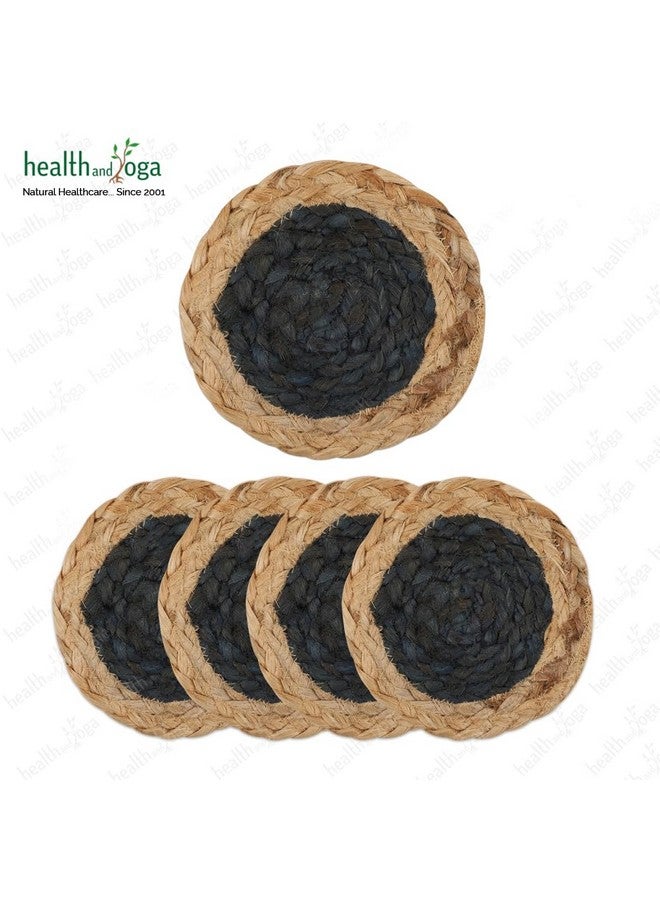 HealthAndYoga Handmade Aesthetic Jute Coaster Set for Cups - 4 pcs Set - 100% Eco Friendly Ethnic Craft Table Decor - Image 5