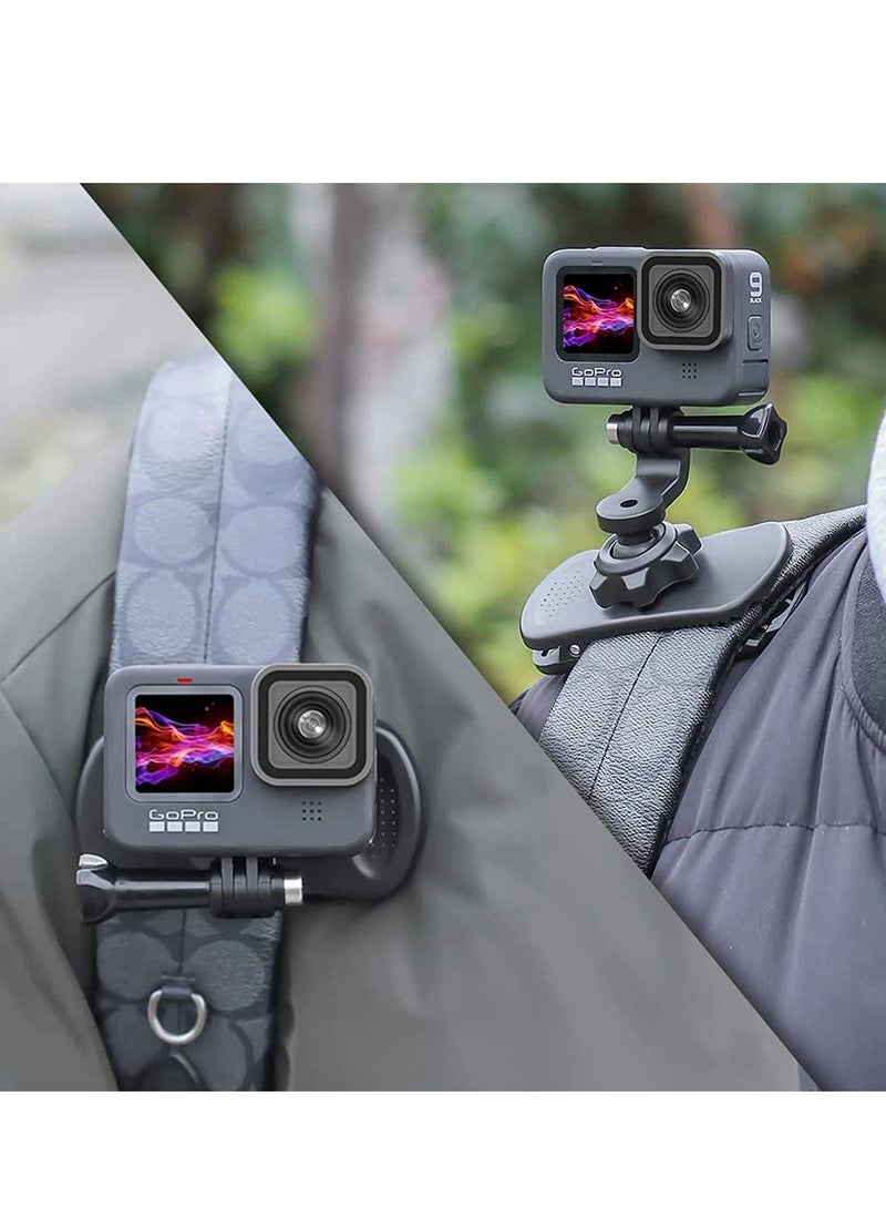 كابتن تيك Backpack Strap Mount Quick Clip Mount 360 Degree Rotation Backpack Clamp Mount Compatible with Hero 10 Black Hero 9 8 7 6 5 4 Black DJI Osmo Action Most Action Cameras - Image 2