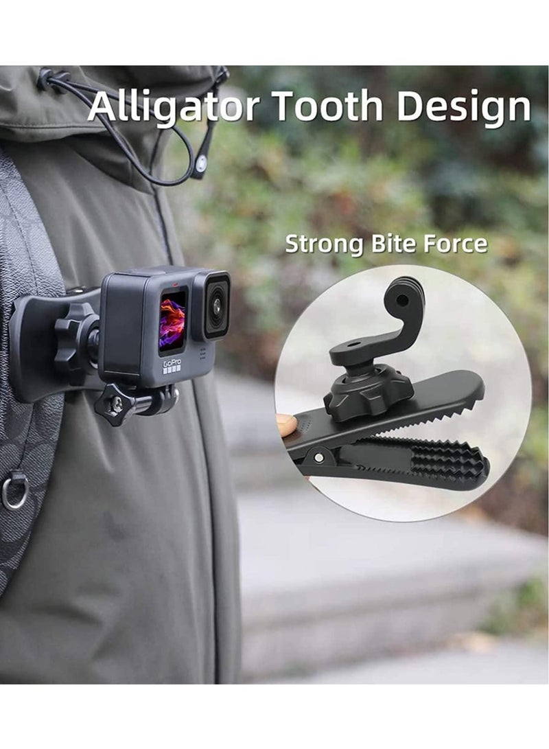 كابتن تيك Backpack Strap Mount Quick Clip Mount 360 Degree Rotation Backpack Clamp Mount Compatible with Hero 10 Black Hero 9 8 7 6 5 4 Black DJI Osmo Action Most Action Cameras - Image 3