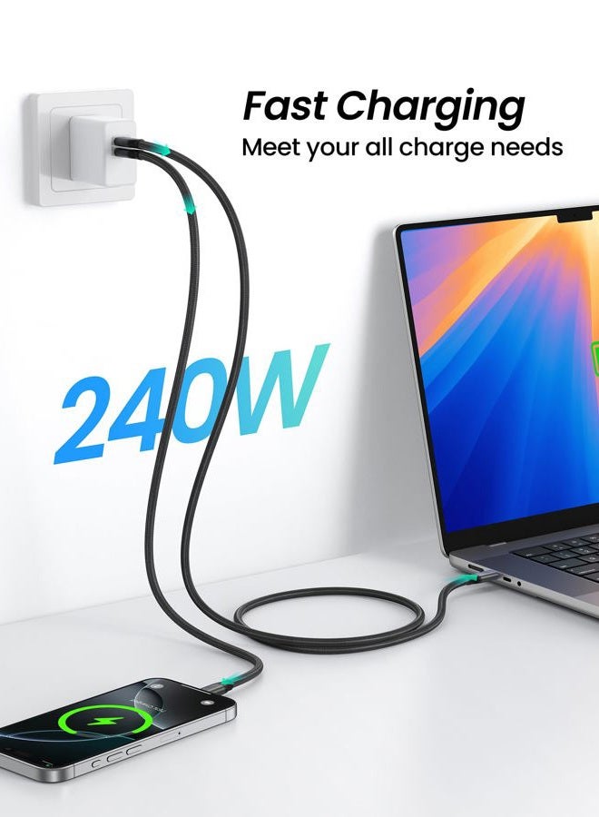 Silkland كابل Thunderbolt 5 بسرعة 80Gbps متوافق، [معتمد من USB-IF] كابل USB4 بطول 1م، عرض نطاق فيديو 120Gbps لدقة 16K/8K مزدوجة، 240W PD3.1 لجهاز MacBook M4 Pro/Pro Max، Mac Mini M4 Pro، PSSD، Dock - Image 4