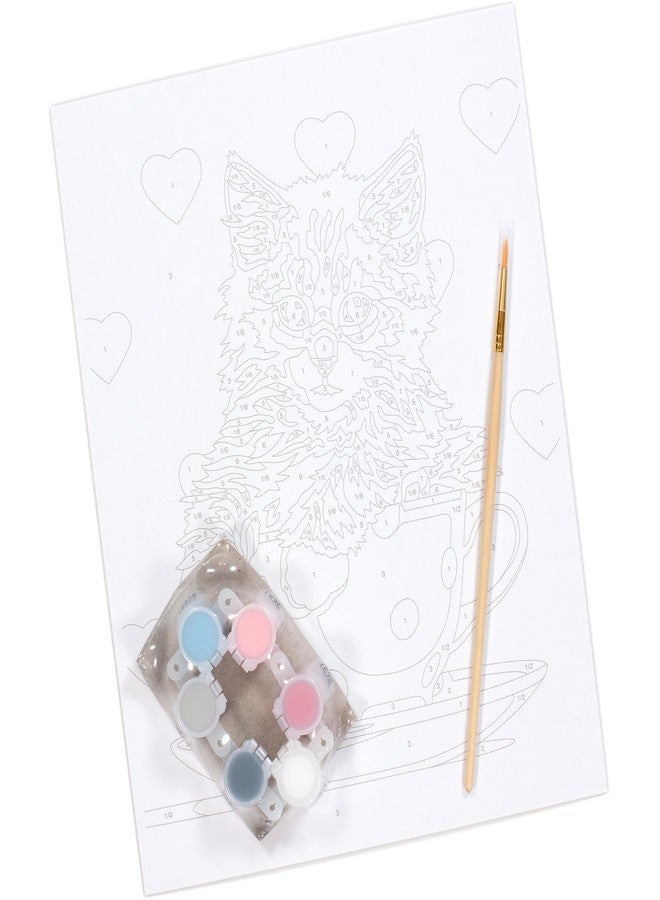 Dimensions PaintWorks Kitten Tea Cup Beginner's Paint by Number Kit, 8" x 10", Multicolor 8 Pieces - Image 3