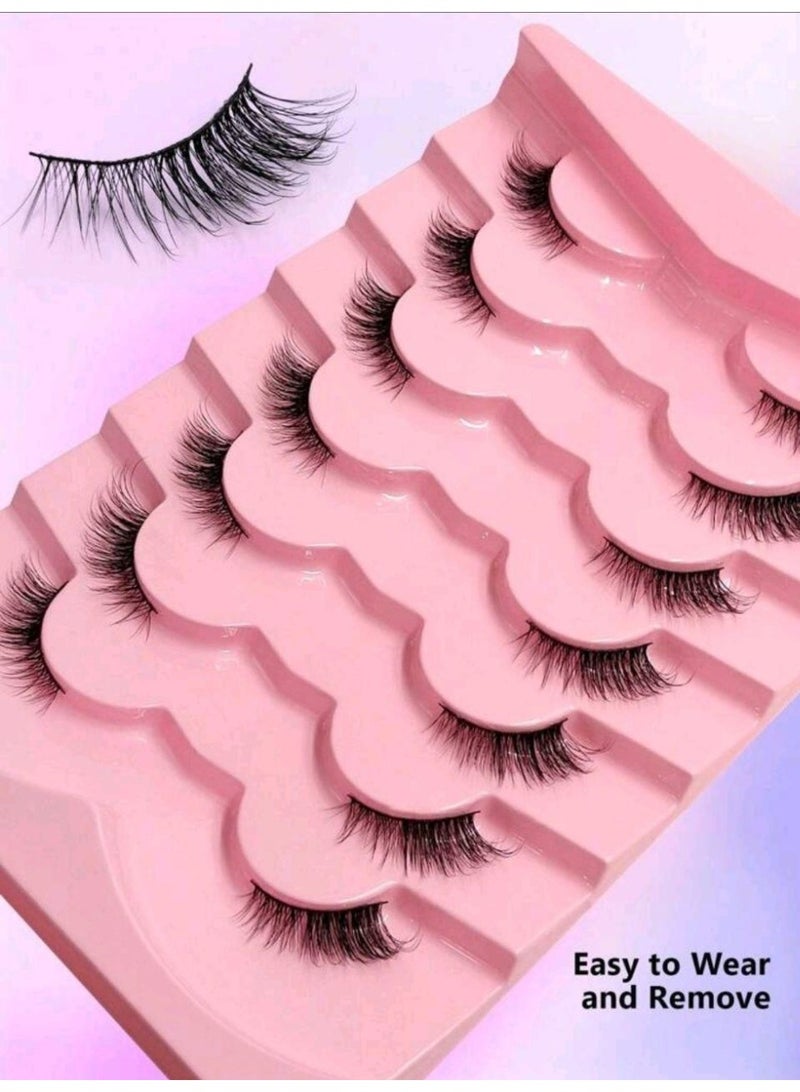 شي إن 7 Pairs Half Eye False Eyelashes,Natural Fluffy Lashes,Cat Eye Lashes - Image 4