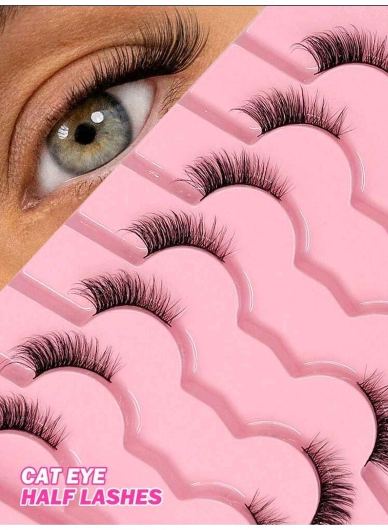 شي إن 7 Pairs Half Eye False Eyelashes,Natural Fluffy Lashes,Cat Eye Lashes - Image 1