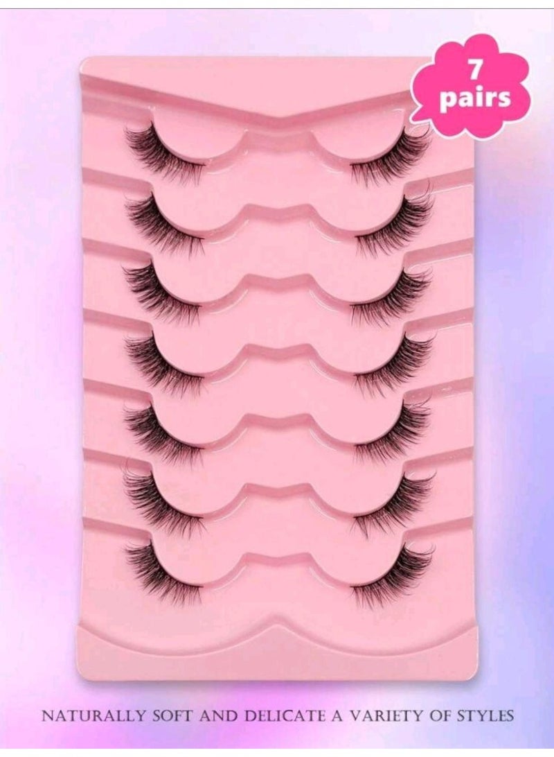 شي إن 7 Pairs Half Eye False Eyelashes,Natural Fluffy Lashes,Cat Eye Lashes - Image 3
