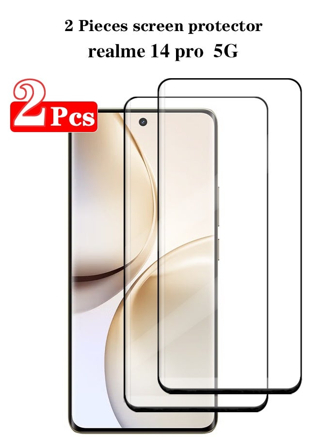 2 Pieces Full Cover Glass Screen Protector For realme 14 pro  5G Black/Clear and Screen Protector Accessorie - Image 3