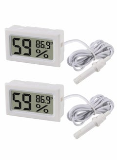 Mini Digital Thermometer Hygrometer with Probe, LCD Display for Temperature and Humidity Measurement, 2-Pack