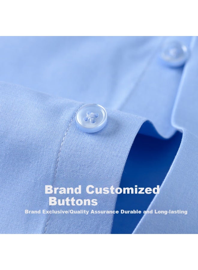 FIRS Men'S Long Sleeve Shirt New Casual Business Wrinkle-Free Silk Shirt Light Blue 43 - Image 2