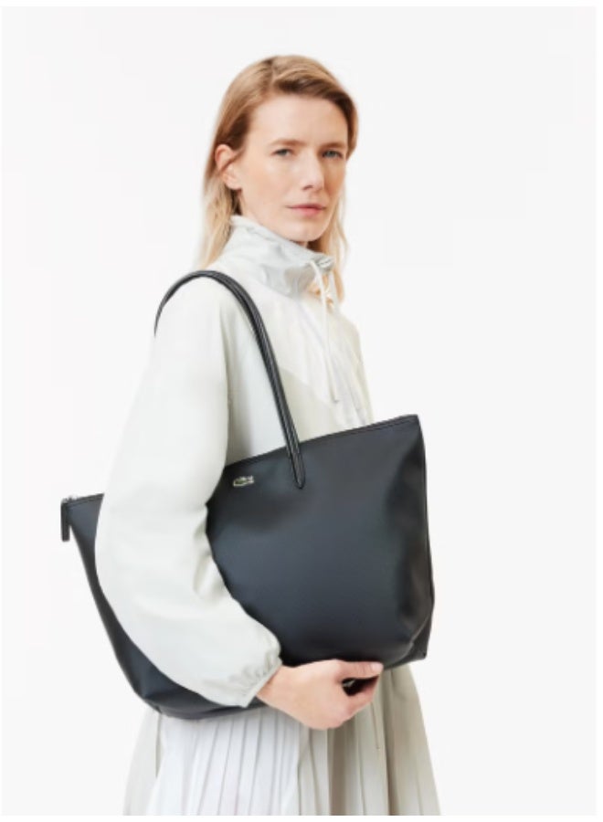 Lacoste Women's L12.12 Concept Fashion Versatile Large Capacity Large Size Zipper Handheld Shoulder Bag Tote Bag Large Black 35cm * 30cm * 14cm - Image 3
