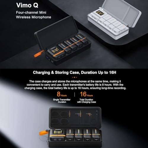 comica Vimo Q Four-Channel Mini Wireless Lavalier Microphone System with 4 Transmitters and 1 Receiver with Charging Case for Phone Video Recording Interview Youtubers Vloggers - Image 3
