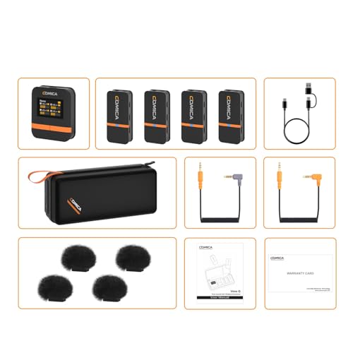comica Vimo Q Four-Channel Mini Wireless Lavalier Microphone System with 4 Transmitters and 1 Receiver with Charging Case for Phone Video Recording Interview Youtubers Vloggers - Image 2