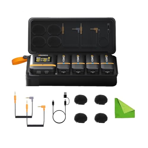 comica Vimo Q Four-Channel Mini Wireless Lavalier Microphone System with 4 Transmitters and 1 Receiver with Charging Case for Phone Video Recording Interview Youtubers Vloggers - Image 1