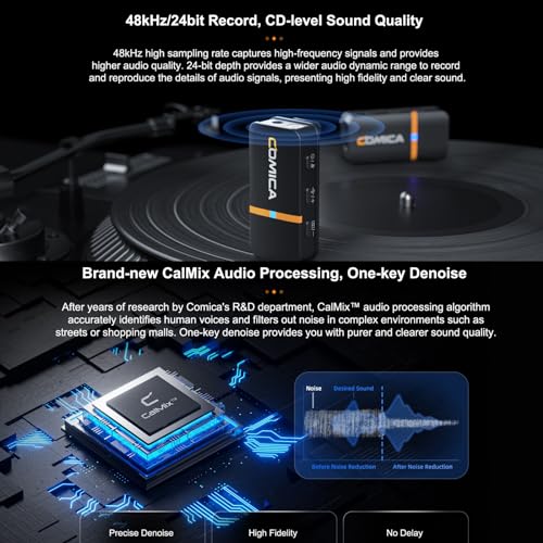comica Vimo Q Four-Channel Mini Wireless Lavalier Microphone System with 4 Transmitters and 1 Receiver with Charging Case for Phone Video Recording Interview Youtubers Vloggers - Image 4