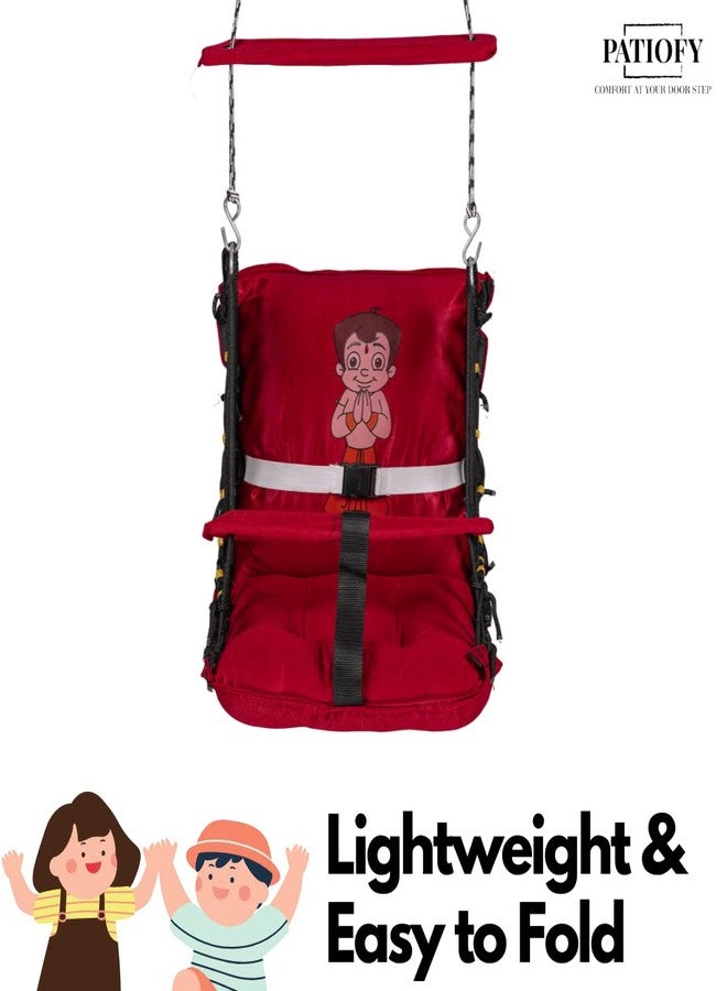 Patiofy Swing for Kids | Baby Hanging Indoor Outdoor Jhula for Garden | Portable Baby Swing | Suitable for 2 to 5 Years (Red) - Image 4