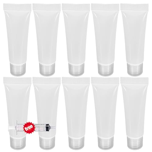 HANSPORTA 10PCS Empty Tubes for Cream Refillable Travel Tubes 15ml Empty Tubes for Facial Cleanser Hand Cream Clear Plastic Squeeze Sample Bottles Empty Lip Gloss Tubes(15ML) - Image 1