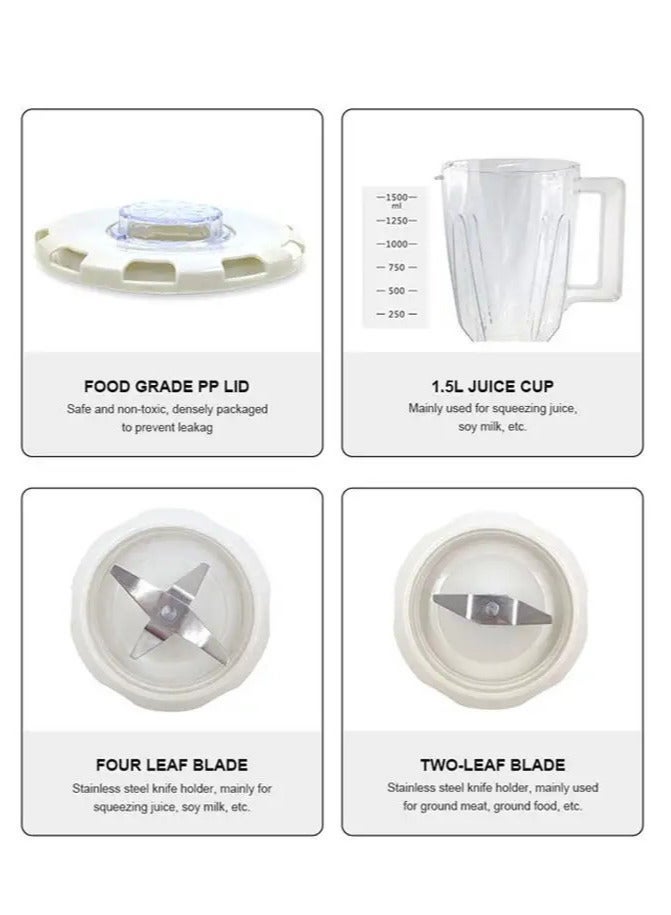 مايكروبلس خلاط متعدد الوظائف ٢ في ١ بشفرات من الفولاذ المقاوم للصدأ، ٤٠٠ واط (PS-10205) | ٤ سرعات تحكم مع نبضات، وعاء سعة ١.٥ لتر، حماية متشابكة، كسارة ثلج، مفرمة، مطحنة قهوة، وصانعة عصائر. - Image 5