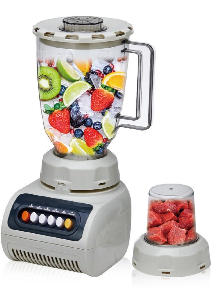 مايكروبلس خلاط متعدد الوظائف ٢ في ١ بشفرات من الفولاذ المقاوم للصدأ، ٤٠٠ واط (PS-10205) | ٤ سرعات تحكم مع نبضات، وعاء سعة ١.٥ لتر، حماية متشابكة، كسارة ثلج، مفرمة، مطحنة قهوة، وصانعة عصائر. - Image 3