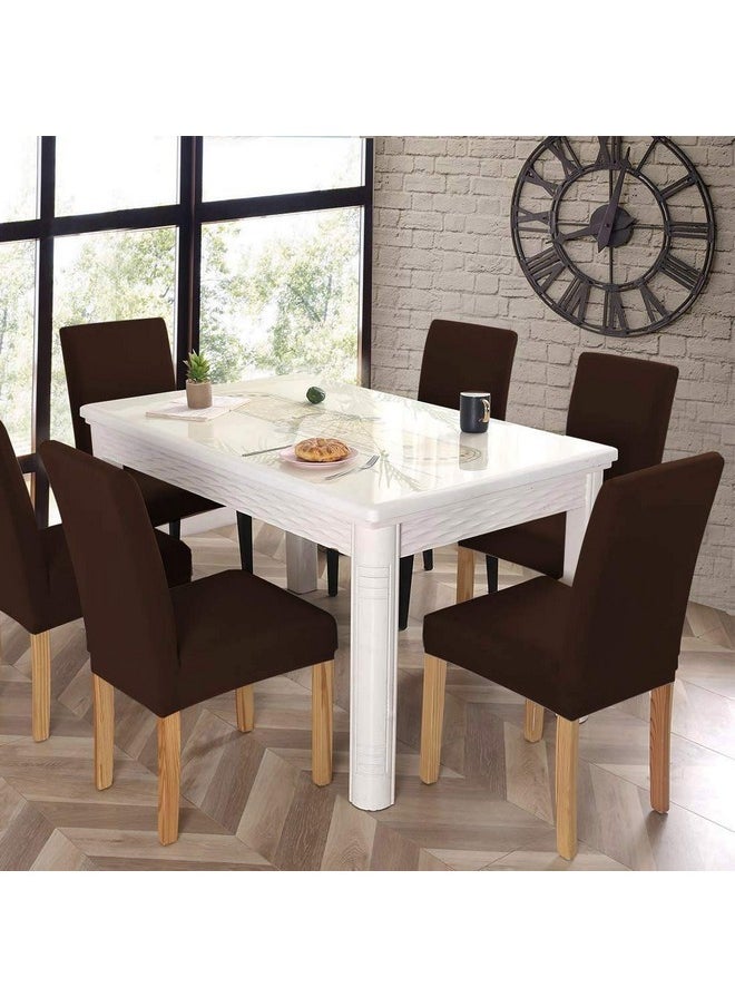Styleys Styleys Soft Spandex Removable Washable Anti-dust Chair Covers (Brown_SD17) - Set of 6  - Image 2