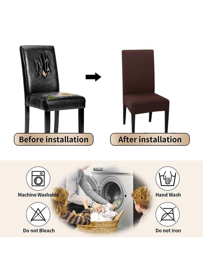 Styleys Styleys Soft Spandex Removable Washable Anti-dust Chair Covers (Brown_SD17) - Set of 6  - Image 3