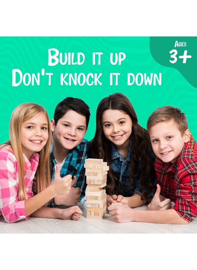 BETTERLINE Wooden Tower Stacking Blocks Game 48 Pieces Tumbling Tower Toy For Kids & Adults Classic Family Game  - Image 3