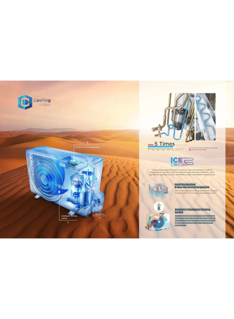 CLIVET CFTGA‑36CRN1‑QC1W (داخلي) و COTDUL‑36CN1‑QC1W (خارجي) – 3.0 طن مكيف هواء قائم على الأرض، ضاغط دوار R410A، واي فاي، تنظيف ذاتي - Image 4