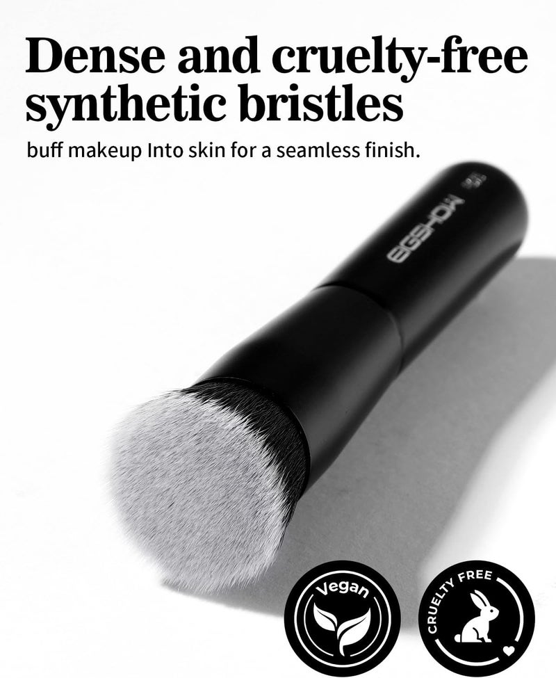EIGSHOW Foundation Brush, Flat Top Kabuki Brush For Liquid, Cream, and Powder - Flawless Blending, Buffing, Stippling for All Skin Types (F675-Matte Black) - Image 2
