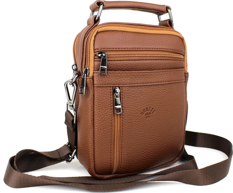 ديرسي كلوب Men's Multi-Compartment Hand and Shoulder Bag with Brown Shoulder Strap