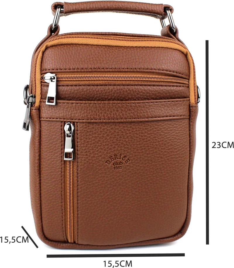 ديرسي كلوب Men's Multi-Compartment Hand and Shoulder Bag with Brown Shoulder Strap