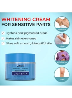 VINCE Whitening Cream for Sensitive Parts – Gently Lightens and Brightens Dark Pigmented Areas – Underarms, Knees, Elbows, Neck, Inner Thighs, and More – Hydrates & Evens Skin Tone, 50ml  - Image 4