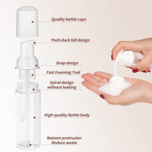 JIUZHU Foam Pump Bottle 10 Pcs 2oz Foaming Soap Pump Dispenser BPA Free for Cleaning, Travel, Cosmetics Packaging, Hand Soap Foaming, Wash Eyelashes, Shampoo - Image 5