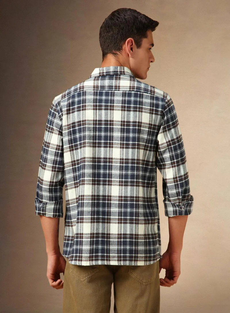 Dennis Lingo Men's Black 100% Cotton Checkered Shirt