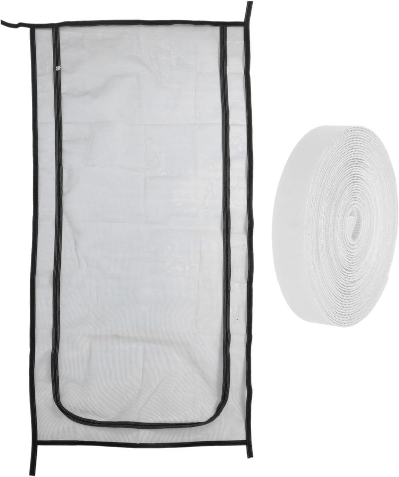 باب شبكي للحيوانات الأليفة بسحاب، شبكة ثقيلة 90×210 سم، باب شبكي للقطط والحيوانات الصغيرة مع شبكة رمادية وشريط أسود للاستخدام الداخلي لمنع هروب الحيوانات الأليفة - Image 1