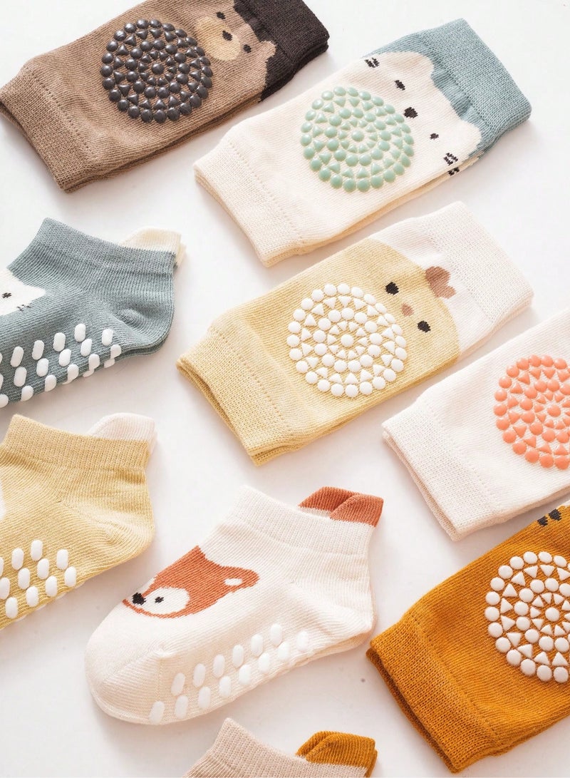 بيبي لاند مجموعة وسادات الركبة والجوارب المضادة للانزلاق للاطفال من الجنسين ، توفر للركبة والكاحل من عمر 12-24 شهرًا (M) - Image 5