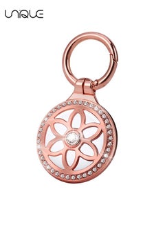 1 Pcs Airtag Holder-AirTag Case with Key Ring-AirTag Keychain-Metal Rhinestones Air Tag Holder for Dog,Cat,Kids,Keys,Wallet,Backpacks Compatible Apple AirTag - Rose Gold