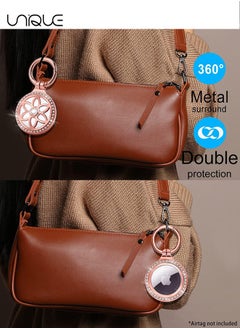 Unique 1 Pcs Airtag Holder-AirTag Case with Key Ring-AirTag Keychain-Metal Rhinestones Air Tag Holder for Dog,Cat,Kids,Keys,Wallet,Backpacks Compatible Apple AirTag - Rose Gold  - Image 5