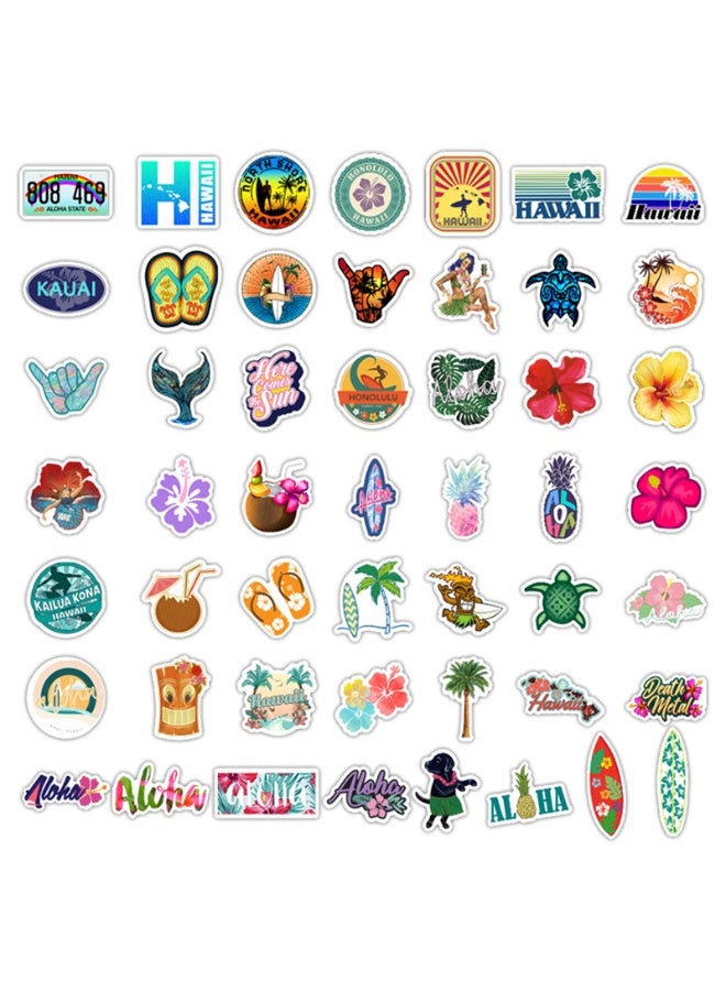 ORAINBOW Hawaii Beach Stickers 50 Pcs Aloha Tropical Vacation Waterproof Vinyl Decals for Water Bottles Laptop Luggage Cup Mobile Phone Diary Journal Scrapbook Notebook Stationery Decor - Image 2