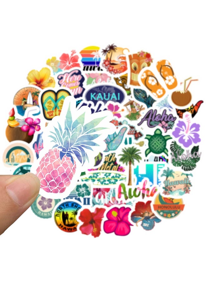 ORAINBOW Hawaii Beach Stickers 50 Pcs Aloha Tropical Vacation Waterproof Vinyl Decals for Water Bottles Laptop Luggage Cup Mobile Phone Diary Journal Scrapbook Notebook Stationery Decor - Image 5