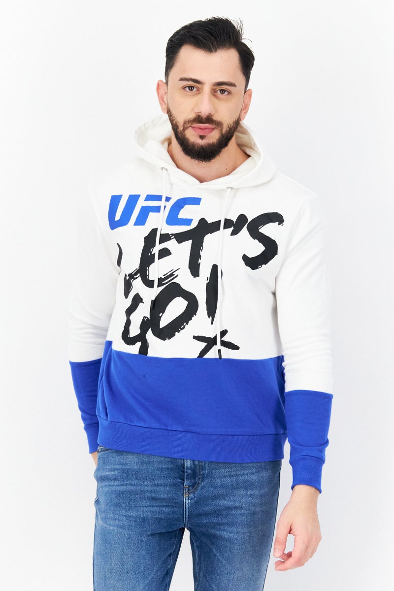Ufc Men Hooded Brand Logo Long Sleeve Sweatshirt, White - Image 1