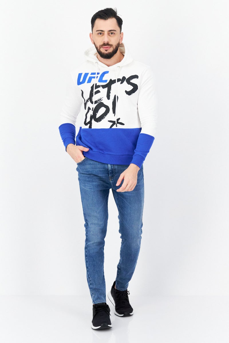 Ufc Men Hooded Brand Logo Long Sleeve Sweatshirt, White - Image 3