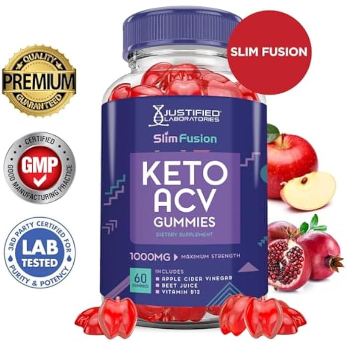 Justified Laboratories Slim Fusion Keto ACV Gummies Advanced 1000MG Slimfusion Keto Gummies Formula Apple Cider Vinegar Formulated with Pomegranate Beet Juice Powder B12 Vegan Non GMO 60 Gummys - Image 3