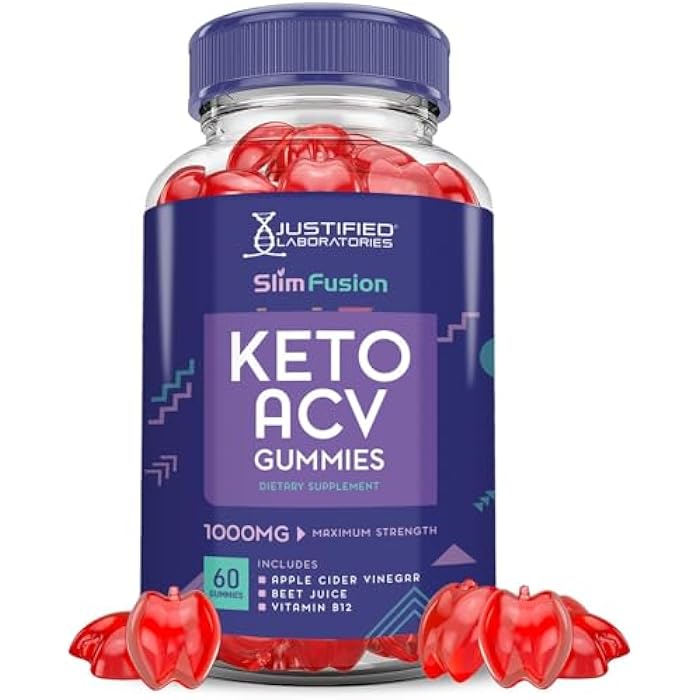 Justified Laboratories Slim Fusion Keto ACV Gummies Advanced 1000MG Slimfusion Keto Gummies Formula Apple Cider Vinegar Formulated with Pomegranate Beet Juice Powder B12 Vegan Non GMO 60 Gummys - Image 1