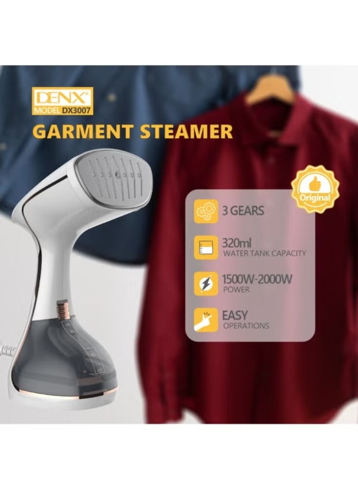 ACLIX Handheld Garment Steamer DENX DX3007– 1500W–2000W Portable Clothes Steamer with 320ml Water Tank, Fast Heat-Up & Powerful Steam for Home & Travel - Image 2