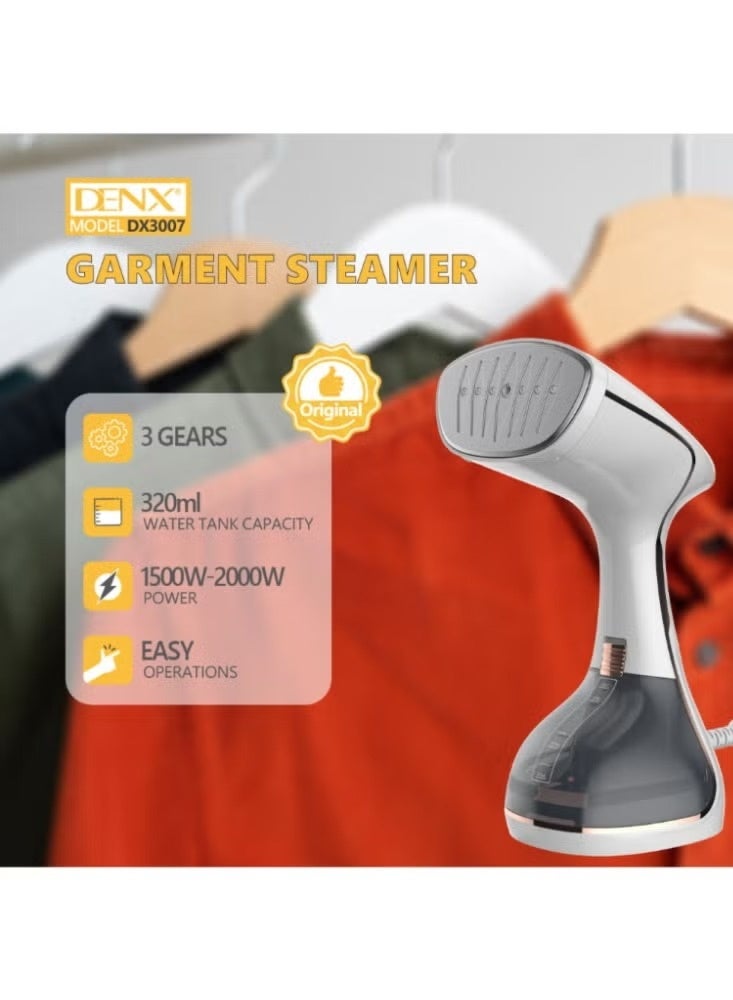 ACLIX Handheld Garment Steamer DENX DX3007– 1500W–2000W Portable Clothes Steamer with 320ml Water Tank, Fast Heat-Up & Powerful Steam for Home & Travel - Image 3