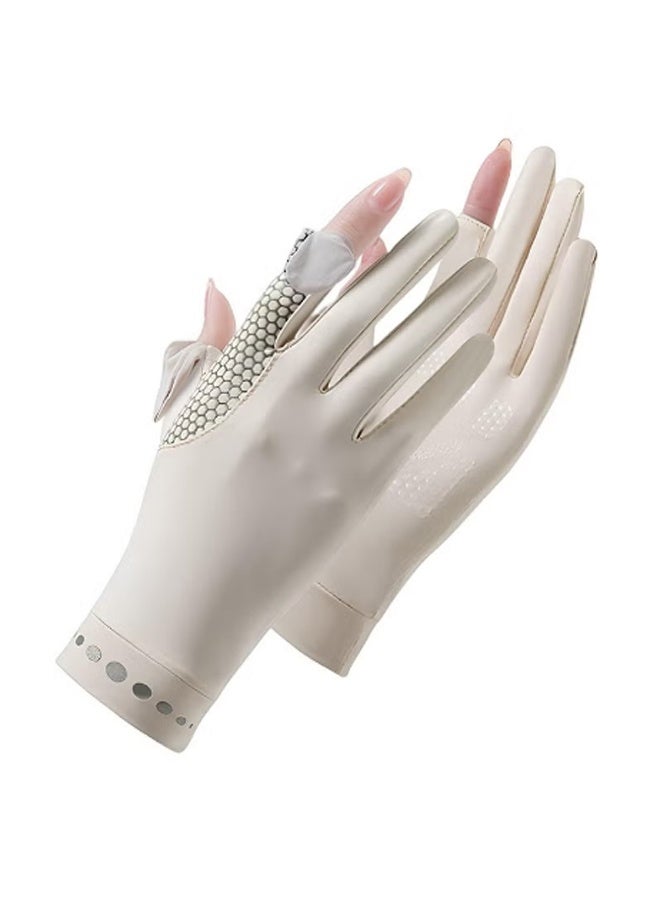 Ladies' ice silk glovesSummer outdoor sun protection, short and thin ice silk, anti-slip driving, cycling and breathable sports gloves - Image 1