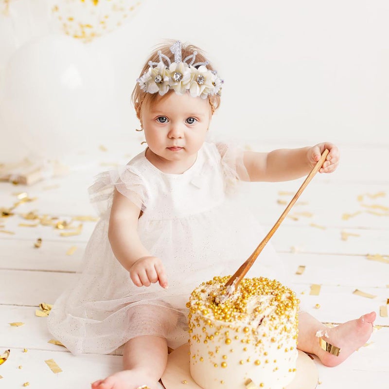 BFNAAgirl Digital Birthday Crown Model Baby Girl Nylon Headbands Nylon Flower Elastic Birthday Crown Hairbands Hair Accessories Gift for Newborn Infant Toddlers - Image 2