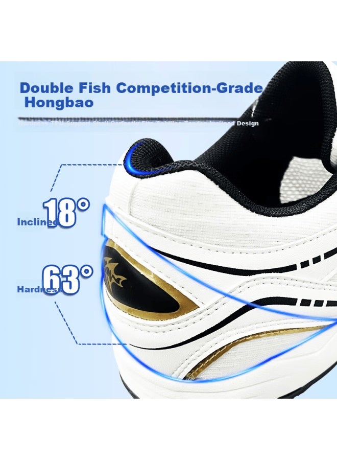 Double Fish Table Tennis Shoes Sharp Durable Professional Non-slip Breathable Wear-resistant Men's And Women's Table Tennis Shoes Size 44 Obsidian Black - Image 4