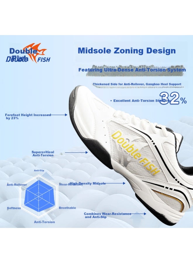 Double Fish Table Tennis Shoes Sharp Durable Professional Non-slip Breathable Wear-resistant Men's And Women's Table Tennis Shoes Size 44 Obsidian Black - Image 2